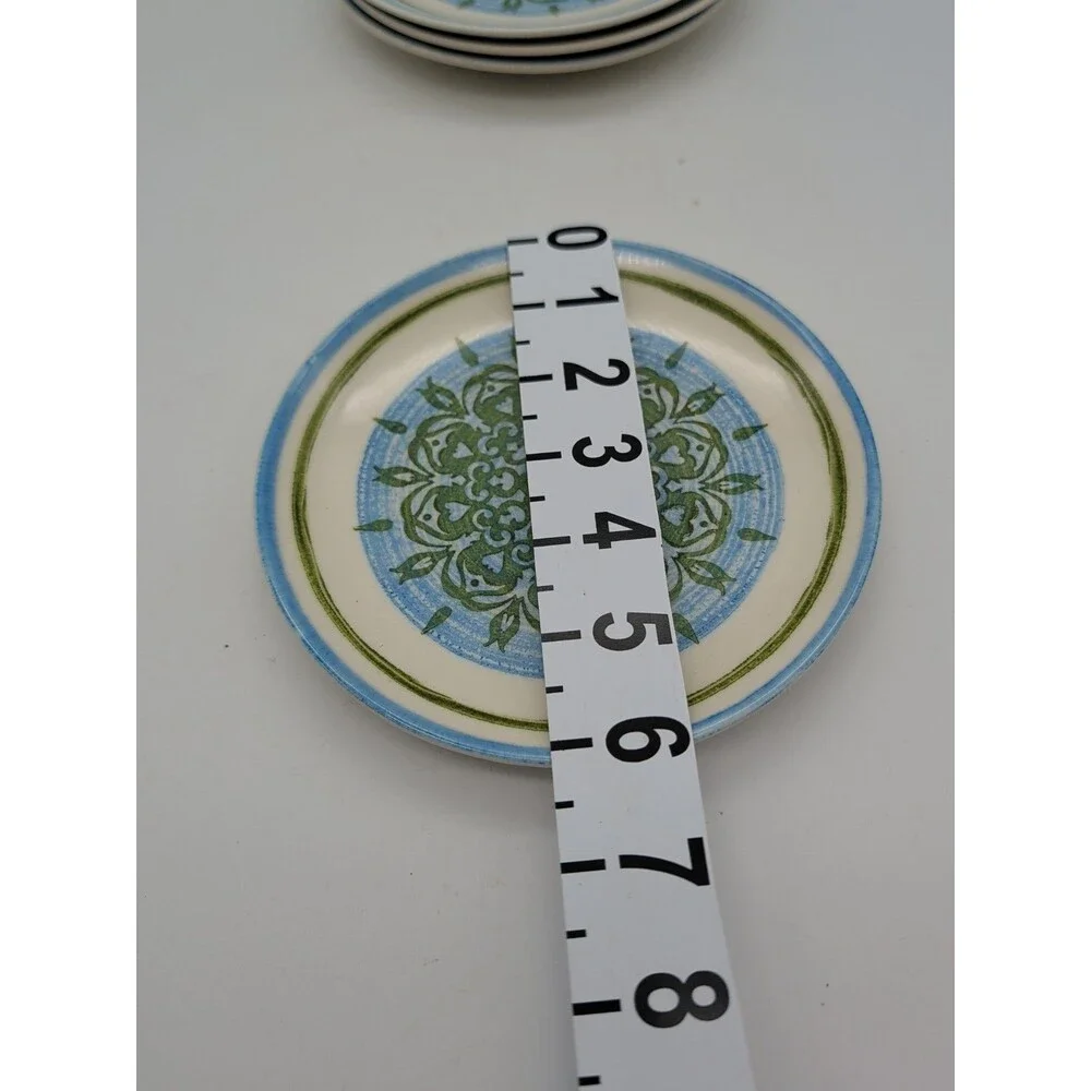 Vtg Royal Ironstone Cavalier Blue And Green Floral Bread Plates Dessert set of 4